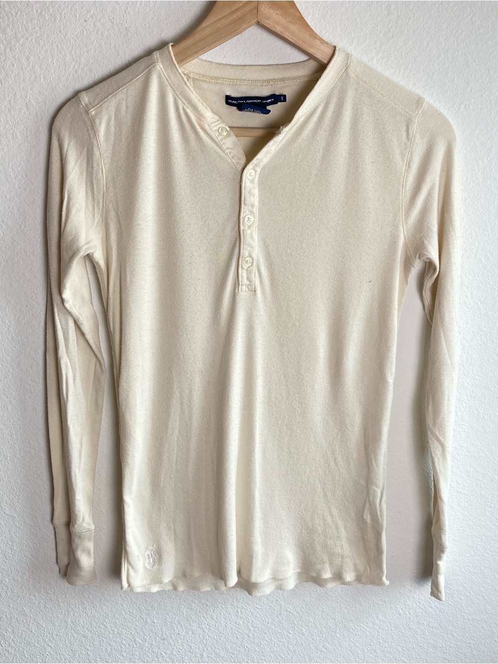 Ralph Lauren Polo Sport VTG Y2K Cream Light Henley Top Elena Gilbert Size S